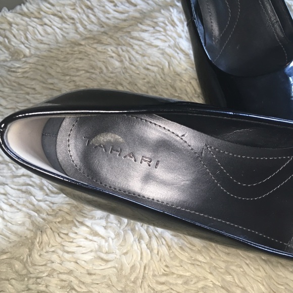 7.5 Tahari Patent Leather Black Pump High Heels - Picture 5 of 8